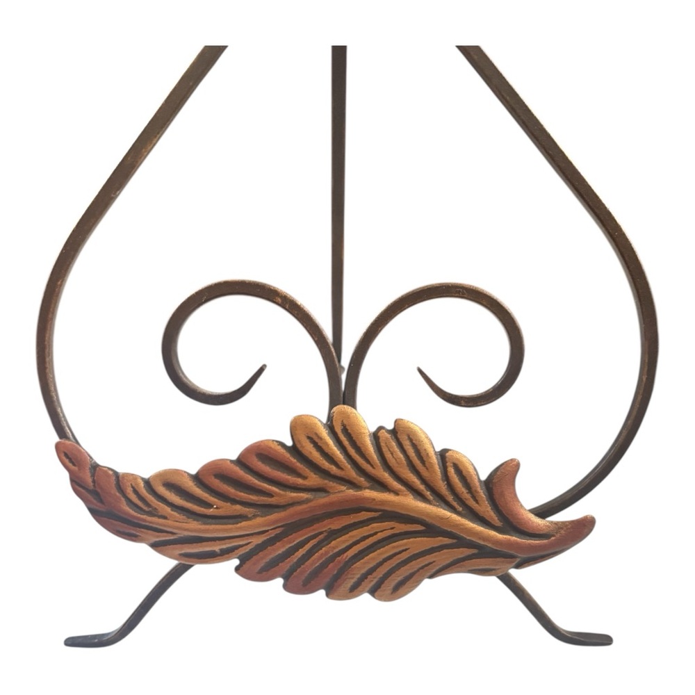 Metal Leaf Decor Stand or easel in Copper and Black - 15 inches-great condition! - Picture 5 of 5